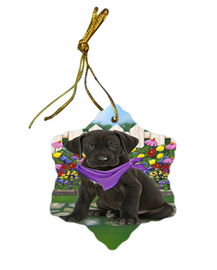 Spring Floral Great Dane Dog Star Porcelain Ornament SPOR49880