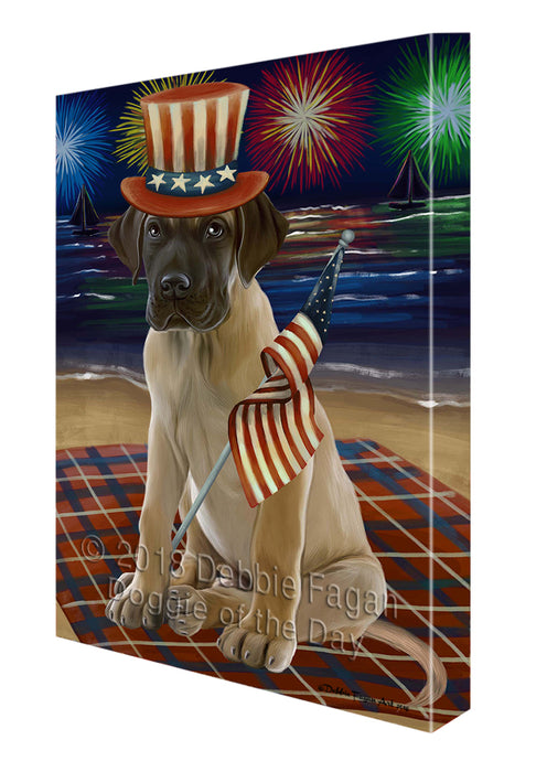 4th of July Independence Day Firework Great Dane Dog Canvas Wall Art CVS55857