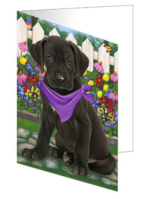 Spring Floral Great Dane Dog Handmade Artwork Assorted Pets Greeting Cards and Note Cards with Envelopes for All Occasions and Holiday Seasons GCD53693