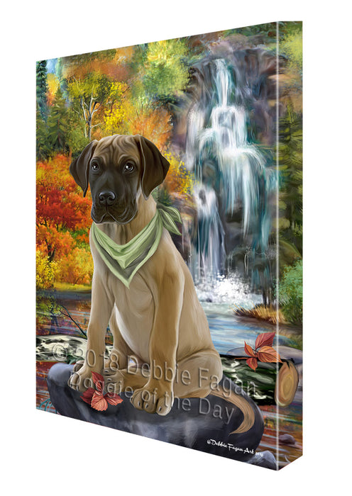 Scenic Waterfall Great Dane Dog Canvas Wall Art CVS67741