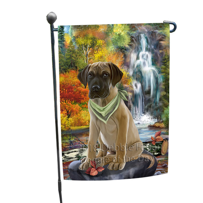 Scenic Waterfall Great Dane Dog Garden Flag GFLG50050