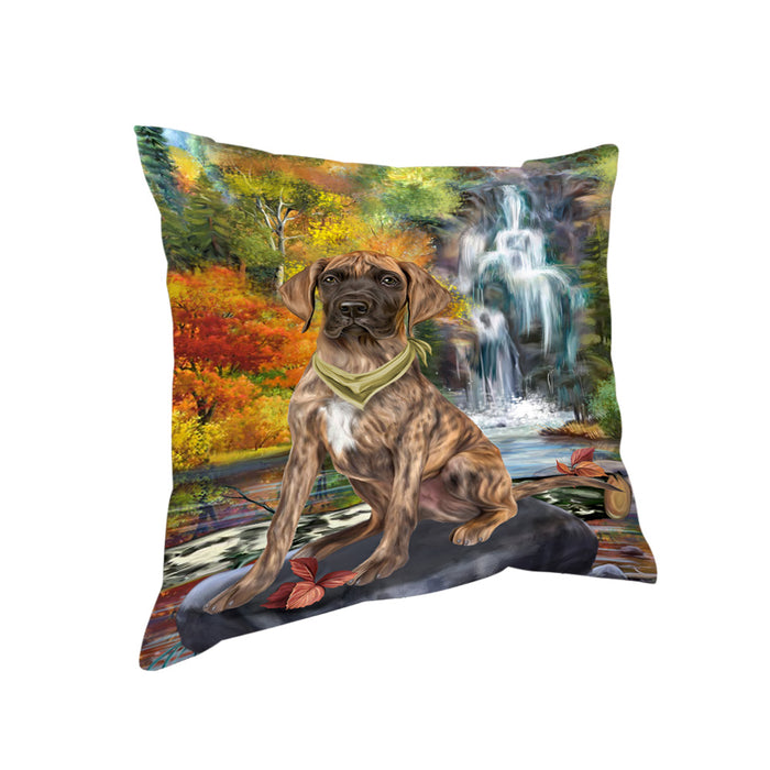 Scenic Waterfall Great Dane Dog Pillow PIL56744