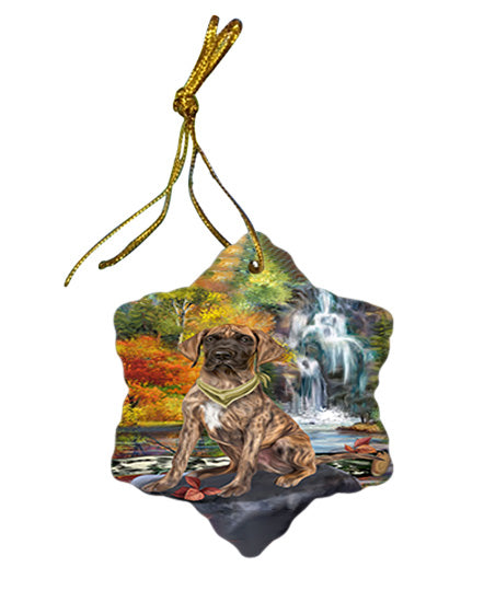 Scenic Waterfall Great Dane Dog Star Porcelain Ornament SPOR50162