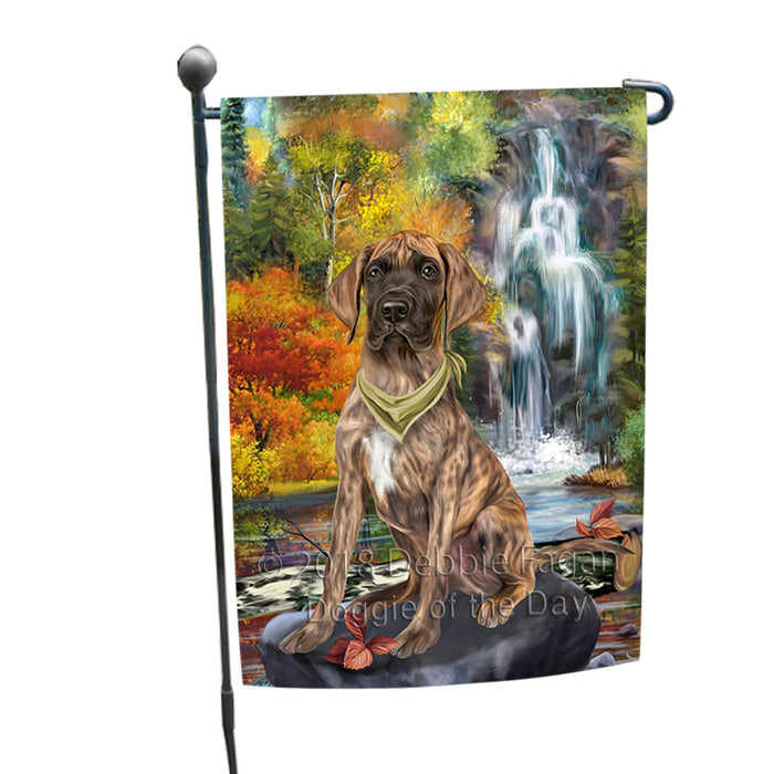 Scenic Waterfall Great Dane Dog Garden Flag GFLG50051