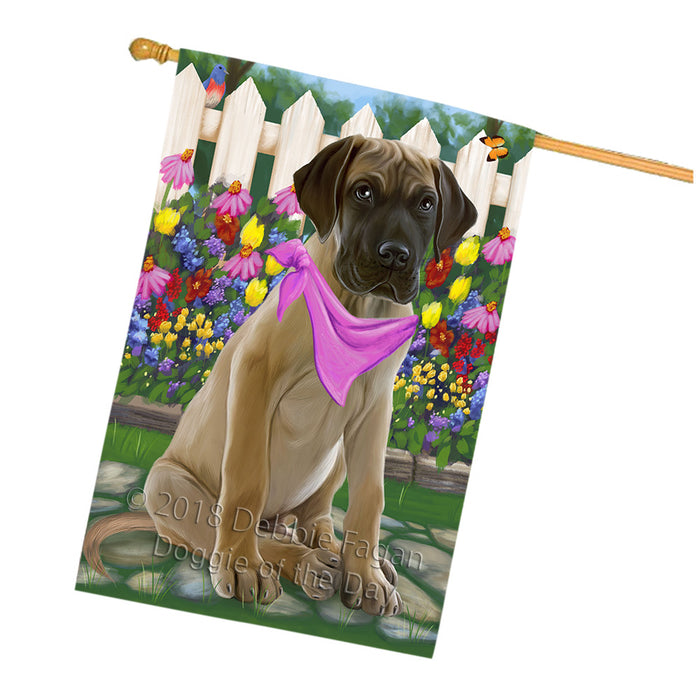 Spring Floral Great Dane Dog House Flag FLG49854
