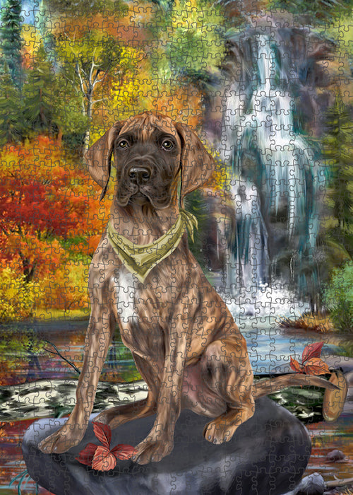 Scenic Waterfall Great Dane Dog Puzzle with Photo Tin PUZL54372