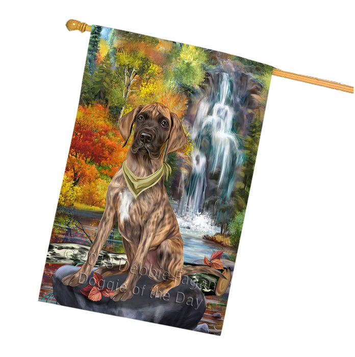 Scenic Waterfall Great Dane Dog House Flag FLG50187