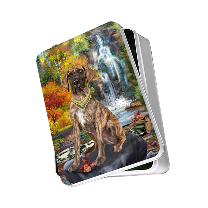 Scenic Waterfall Great Dane Dog Photo Storage Tin PITN50170