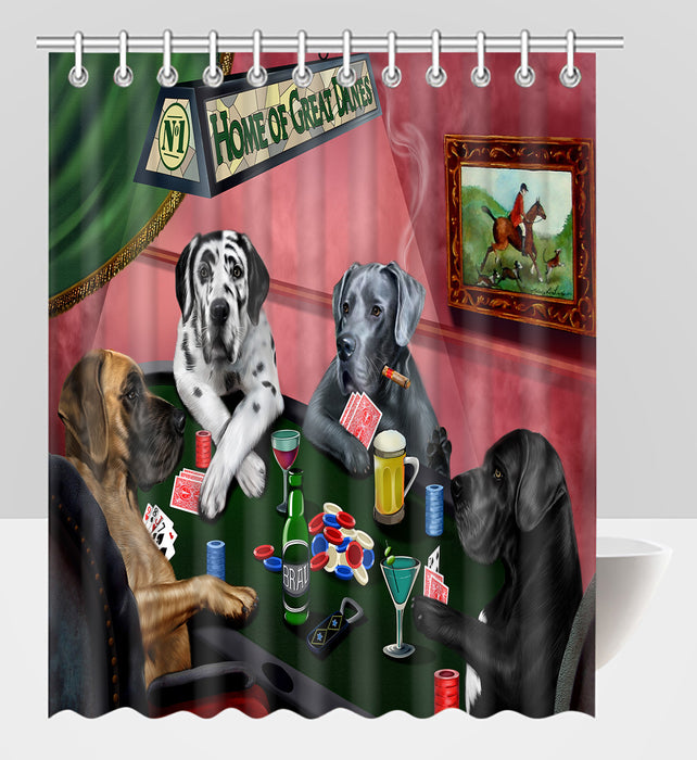 Home of  Great Dane Dogs Playing Poker Shower Curtain