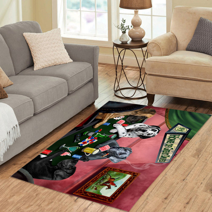 Home of  Great Dane Dogs Playing Poker Area Rug