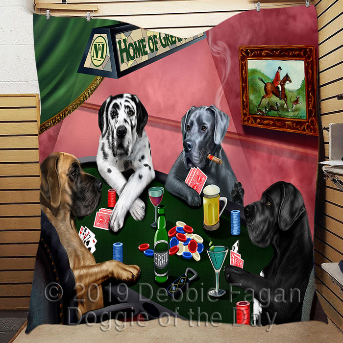 Home of  Great Dane Dogs Playing Poker Quilt