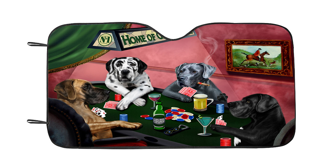 Home of  Great Dane Dogs Playing Poker Car Sun Shade