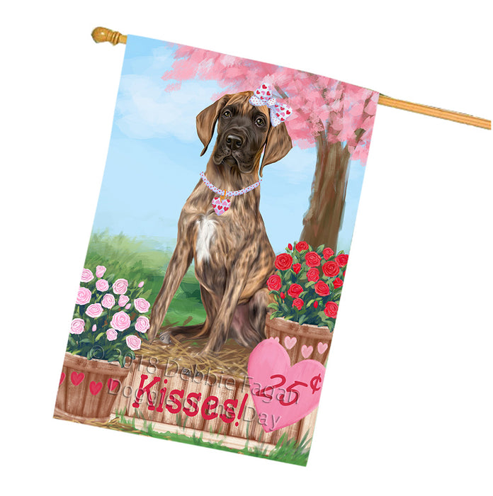 Rosie 25 Cent Kisses Great Dane Dog House Flag FLG56560