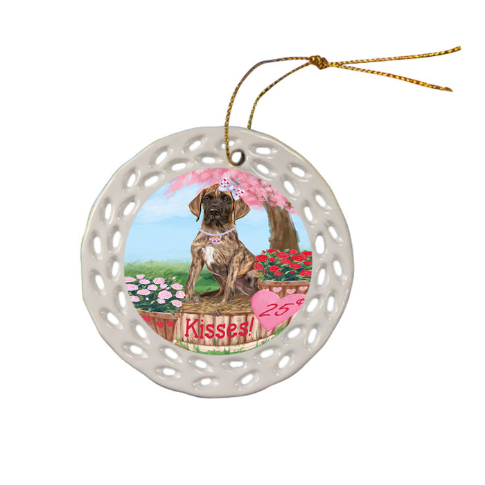 Rosie 25 Cent Kisses Great Dane Dog Ceramic Doily Ornament DPOR56232