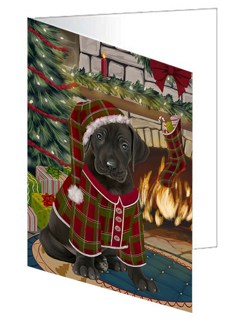 The Stocking was Hung Basset Hound Dog Handmade Artwork Assorted Pets Greeting Cards and Note Cards with Envelopes for All Occasions and Holiday Seasons GCD70088
