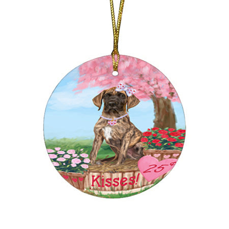 Rosie 25 Cent Kisses Great Dane Dog Round Flat Christmas Ornament RFPOR56232