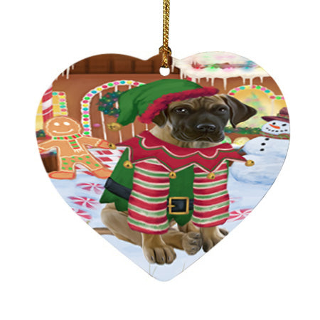 Christmas Gingerbread House Candyfest Great Dane Dog Heart Christmas Ornament HPOR56702