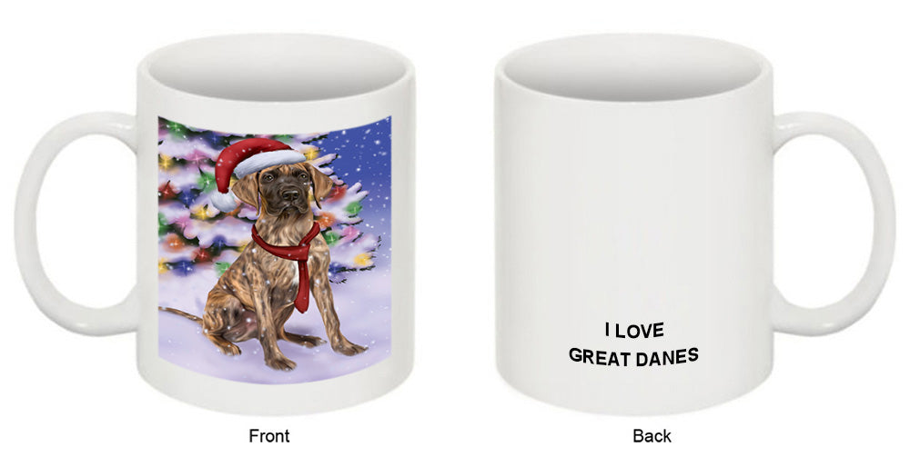 Winterland Wonderland Great Dane Dog In Christmas Holiday Scenic Background  Coffee Mug MUG48790