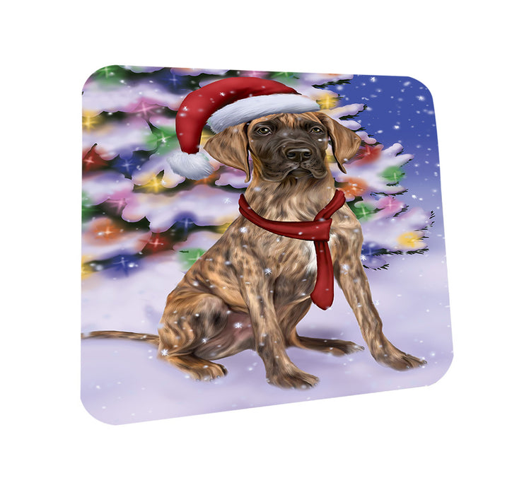 Winterland Wonderland Great Dane Dog In Christmas Holiday Scenic Background  Coasters Set of 4 CST53350