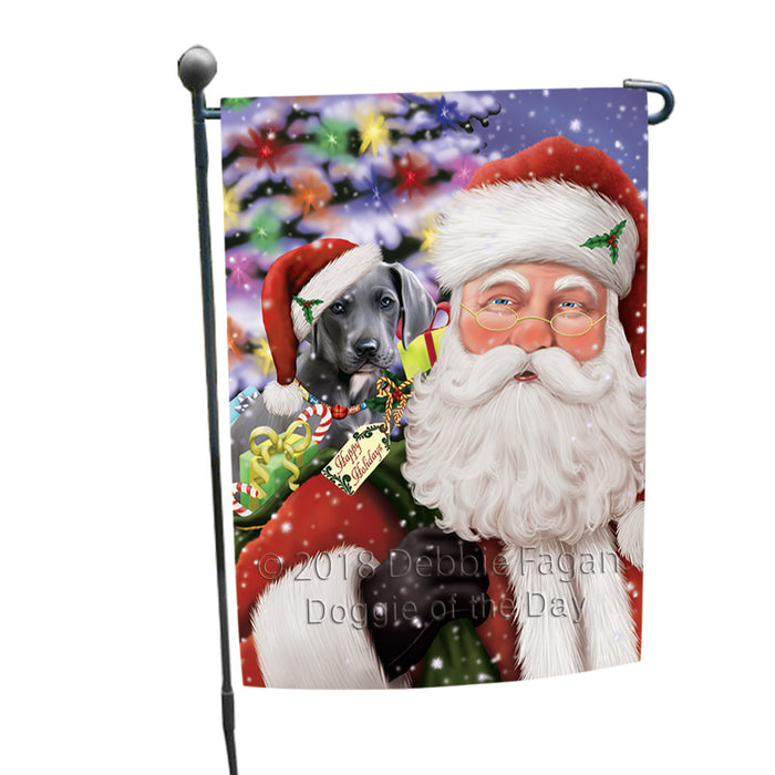 Santa Carrying Great Dane Dog and Christmas Presents Garden Flag GFLG54051