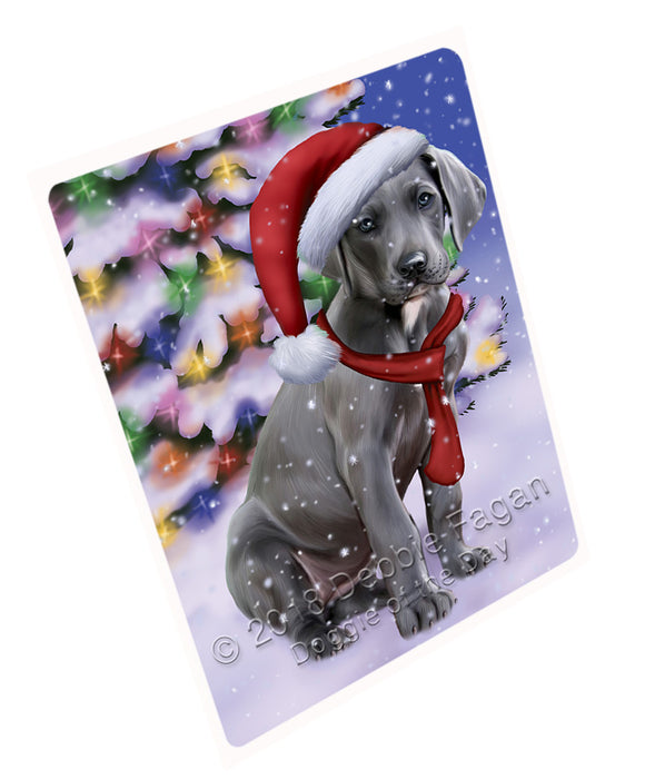 Winterland Wonderland Great Dane Dog In Christmas Holiday Scenic Background  Large Refrigerator / Dishwasher Magnet RMAG81240