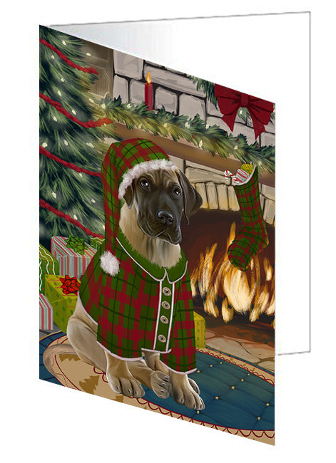 The Stocking was Hung Basset Hound Dog Handmade Artwork Assorted Pets Greeting Cards and Note Cards with Envelopes for All Occasions and Holiday Seasons GCD70085