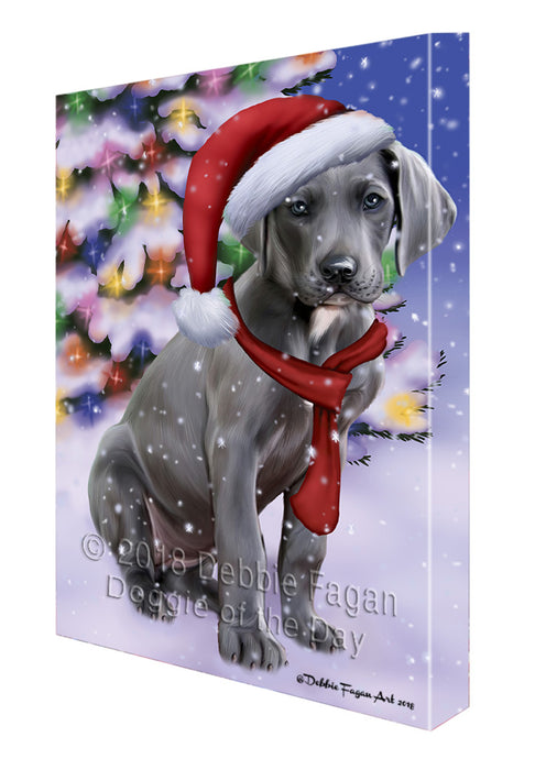 Winterland Wonderland Great Dane Dog In Christmas Holiday Scenic Background  Canvas Print Wall Art Décor CVS98387