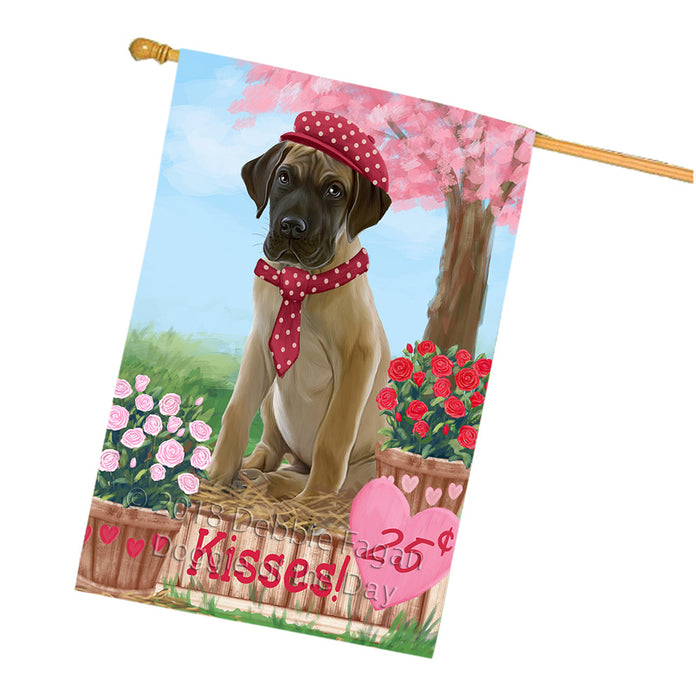 Rosie 25 Cent Kisses Great Dane Dog House Flag FLG56561