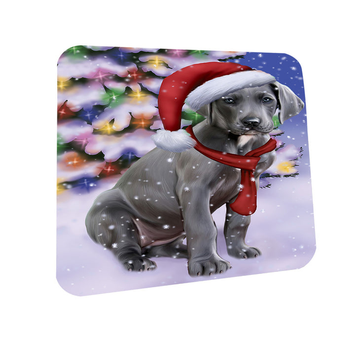 Winterland Wonderland Great Dane Dog In Christmas Holiday Scenic Background  Coasters Set of 4 CST53351
