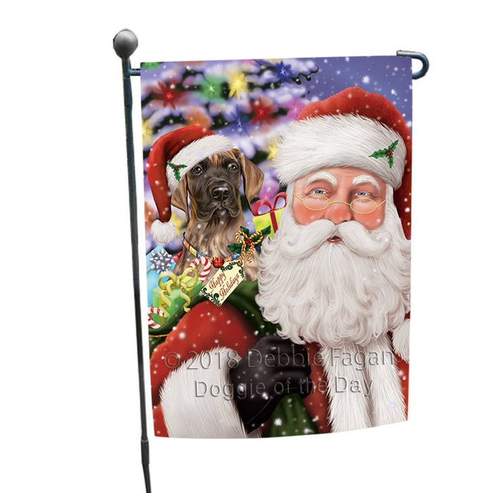 Santa Carrying Great Dane Dog and Christmas Presents Garden Flag GFLG54052