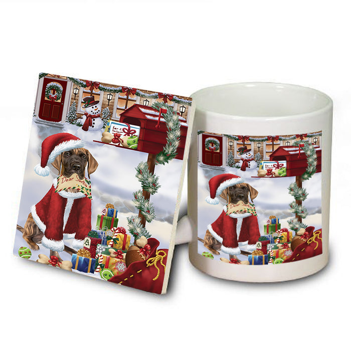 Great Dane Dog Dear Santa Letter Christmas Holiday Mailbox Mug and Coaster Set MUC53893