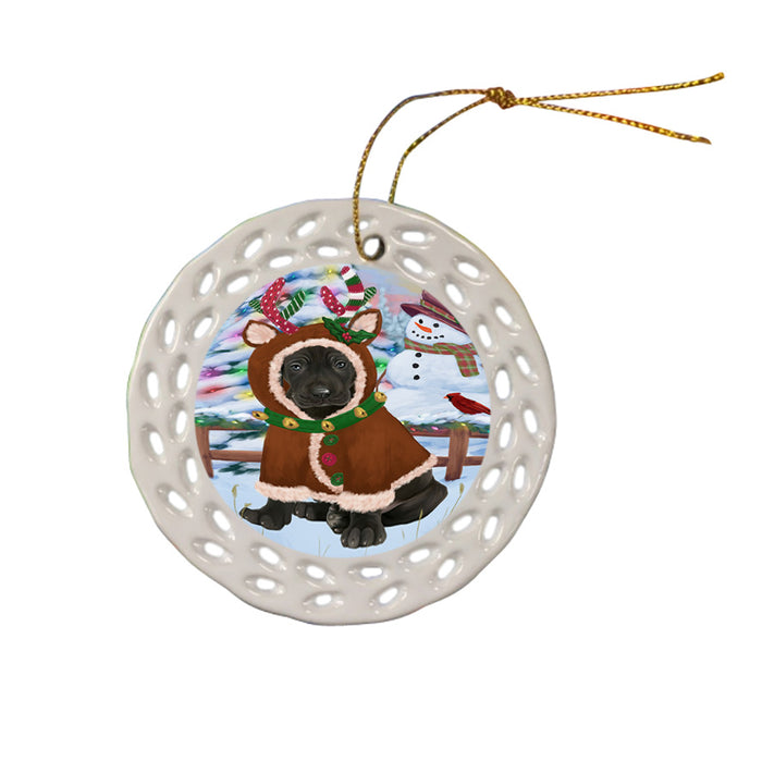 Christmas Gingerbread House Candyfest Great Dane Dog Ceramic Doily Ornament DPOR56703