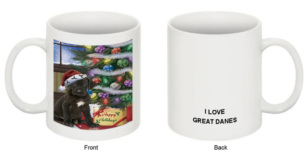 Christmas Happy Holidays Great Dane Dog with Tree and Presents Coffee Mug MUG49230