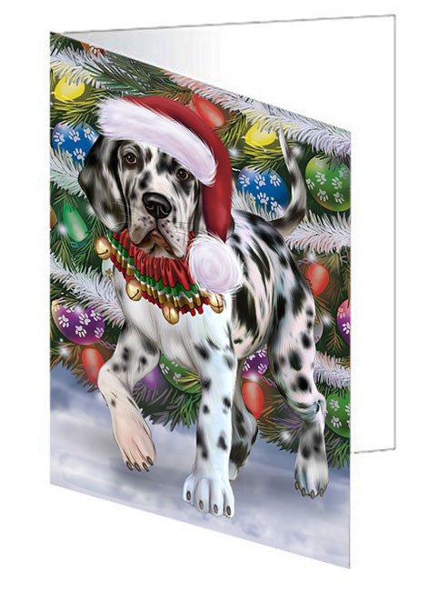 Trotting in the Snow Great Dane Dog Handmade Artwork Assorted Pets Greeting Cards and Note Cards with Envelopes for All Occasions and Holiday Seasons GCD74477