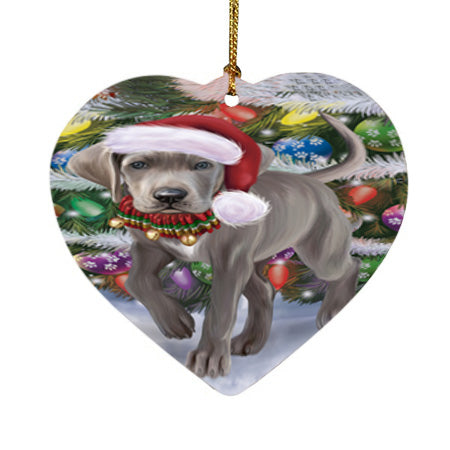 Trotting in the Snow Great Dane Dog Heart Christmas Ornament HPOR57011