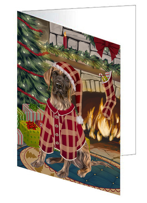 The Stocking was Hung Basset Hound Dog Handmade Artwork Assorted Pets Greeting Cards and Note Cards with Envelopes for All Occasions and Holiday Seasons GCD70082