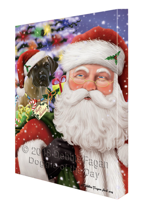 Santa Carrying Great Dane Dog and Christmas Presents Canvas Print Wall Art Décor CVS103769