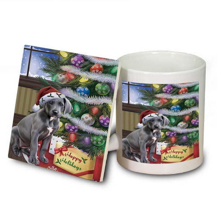 Christmas Happy Holidays Great Dane Dog with Tree and Presents Mug and Coaster Set MUC53825
