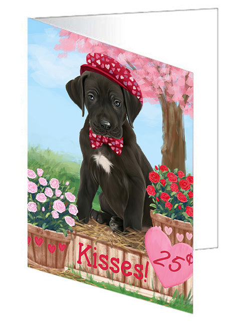 Rosie 25 Cent Kisses Great Dane Dog Handmade Artwork Assorted Pets Greeting Cards and Note Cards with Envelopes for All Occasions and Holiday Seasons GCD72149