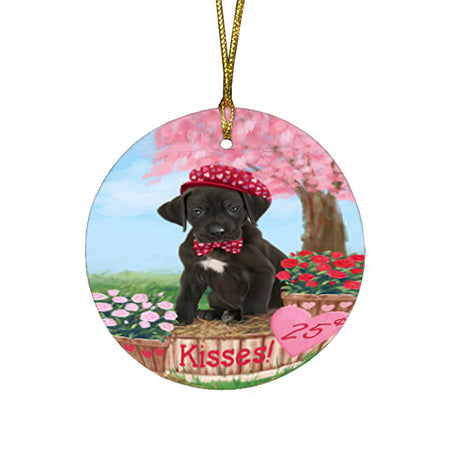 Rosie 25 Cent Kisses Great Dane Dog Round Flat Christmas Ornament RFPOR56234