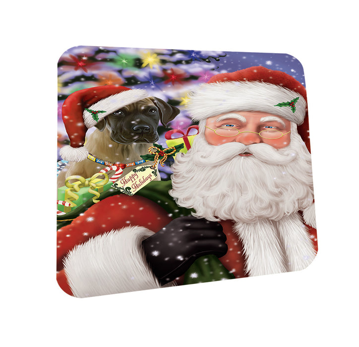 Santa Carrying Great Dane Dog and Christmas Presents Coasters Set of 4 CST53949