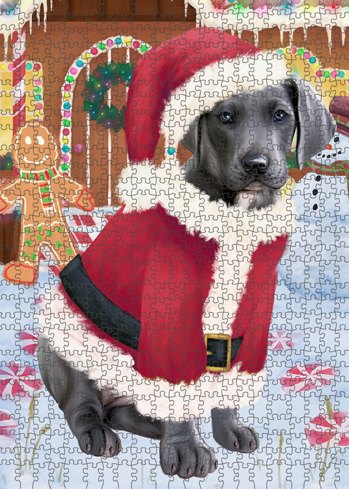 Christmas Gingerbread House Candyfest Great Dane Dog Puzzle with Photo Tin PUZL93592