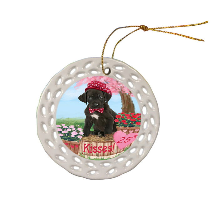 Rosie 25 Cent Kisses Great Dane Dog Ceramic Doily Ornament DPOR56234
