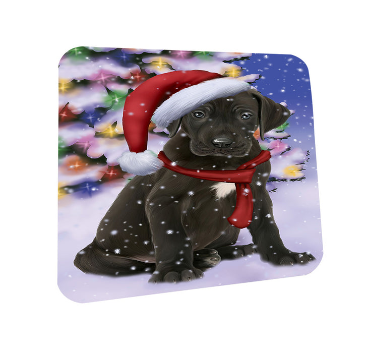 Winterland Wonderland Great Dane Dog In Christmas Holiday Scenic Background  Coasters Set of 4 CST53352