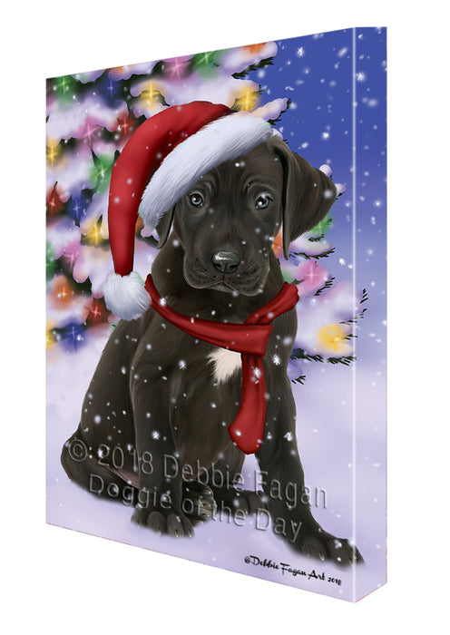 Winterland Wonderland Great Dane Dog In Christmas Holiday Scenic Background  Canvas Print Wall Art Décor CVS98396