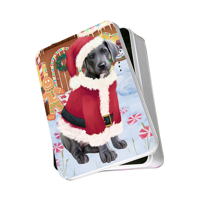 Christmas Gingerbread House Candyfest Great Dane Dog Photo Storage Tin PITN56291