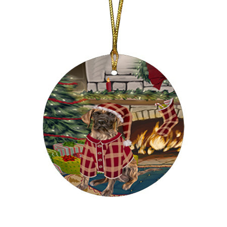 The Stocking was Hung Great Dane Dog Round Flat Christmas Ornament RFPOR55678