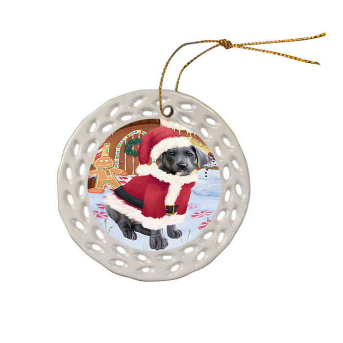 Christmas Gingerbread House Candyfest Great Dane Dog Ceramic Doily Ornament DPOR56704