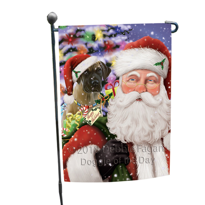 Santa Carrying Great Dane Dog and Christmas Presents Garden Flag GFLG54053