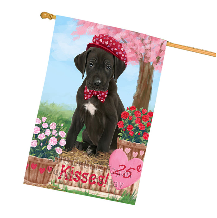 Rosie 25 Cent Kisses Great Dane Dog House Flag FLG56562